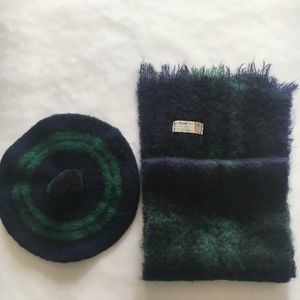 Vtg Tam Hat & Scarf Mohair & Wool Made in Scotland